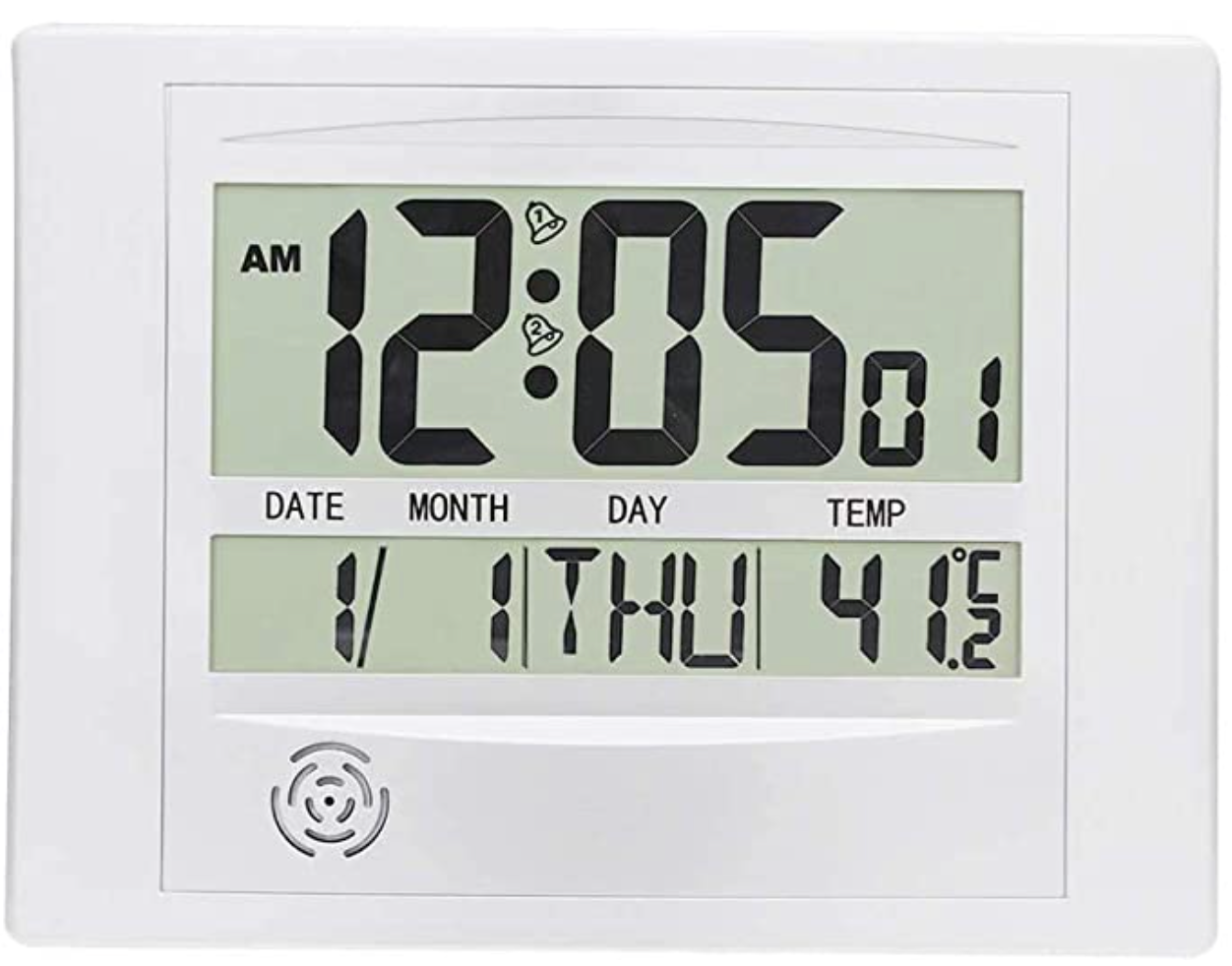 HeQiao Digital Wall Clock, 12 Inch Brushed Aluminum Decorative Desk Clock Silent Battery Operated Large LCD Alarm Clock